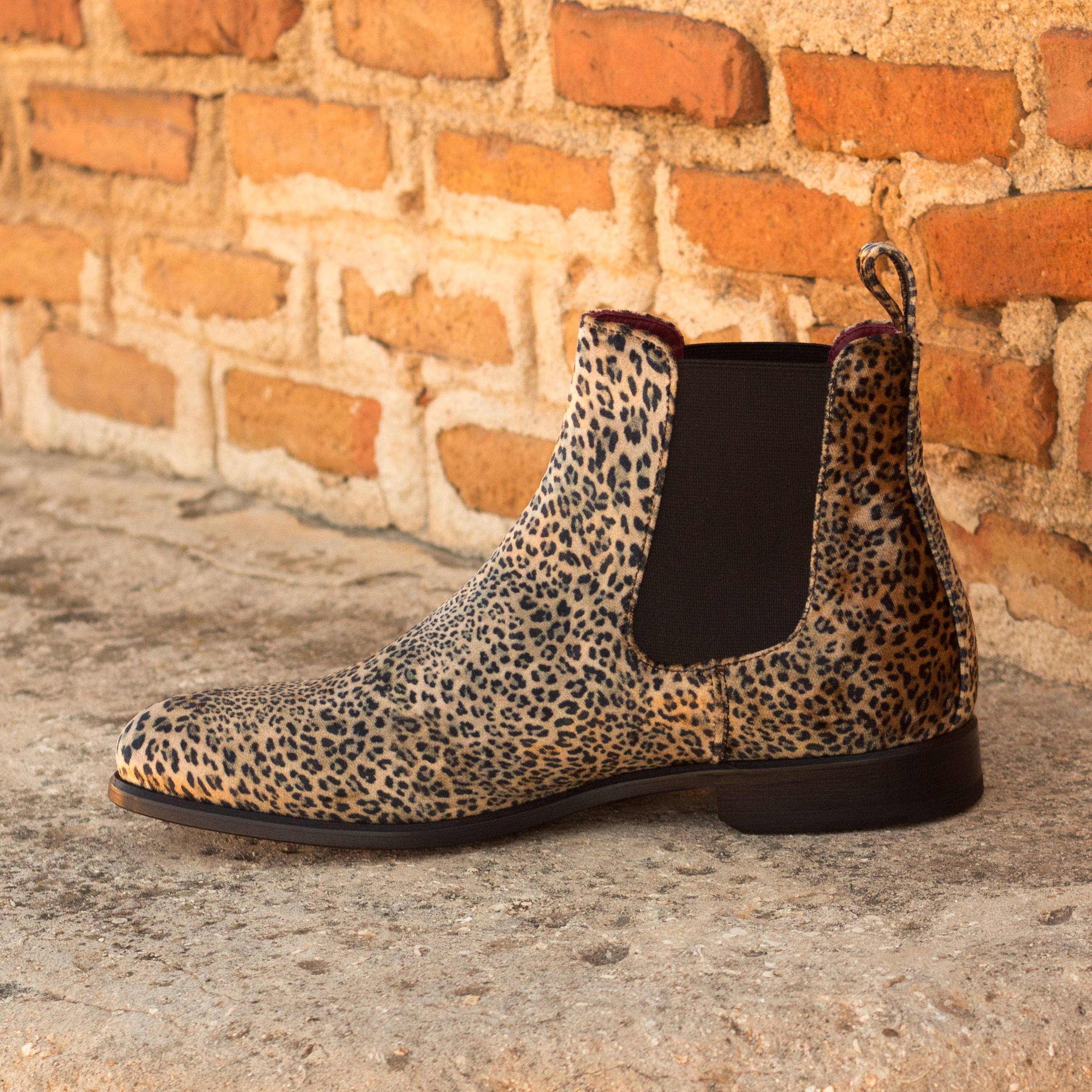 mens cheetah print chelsea boots