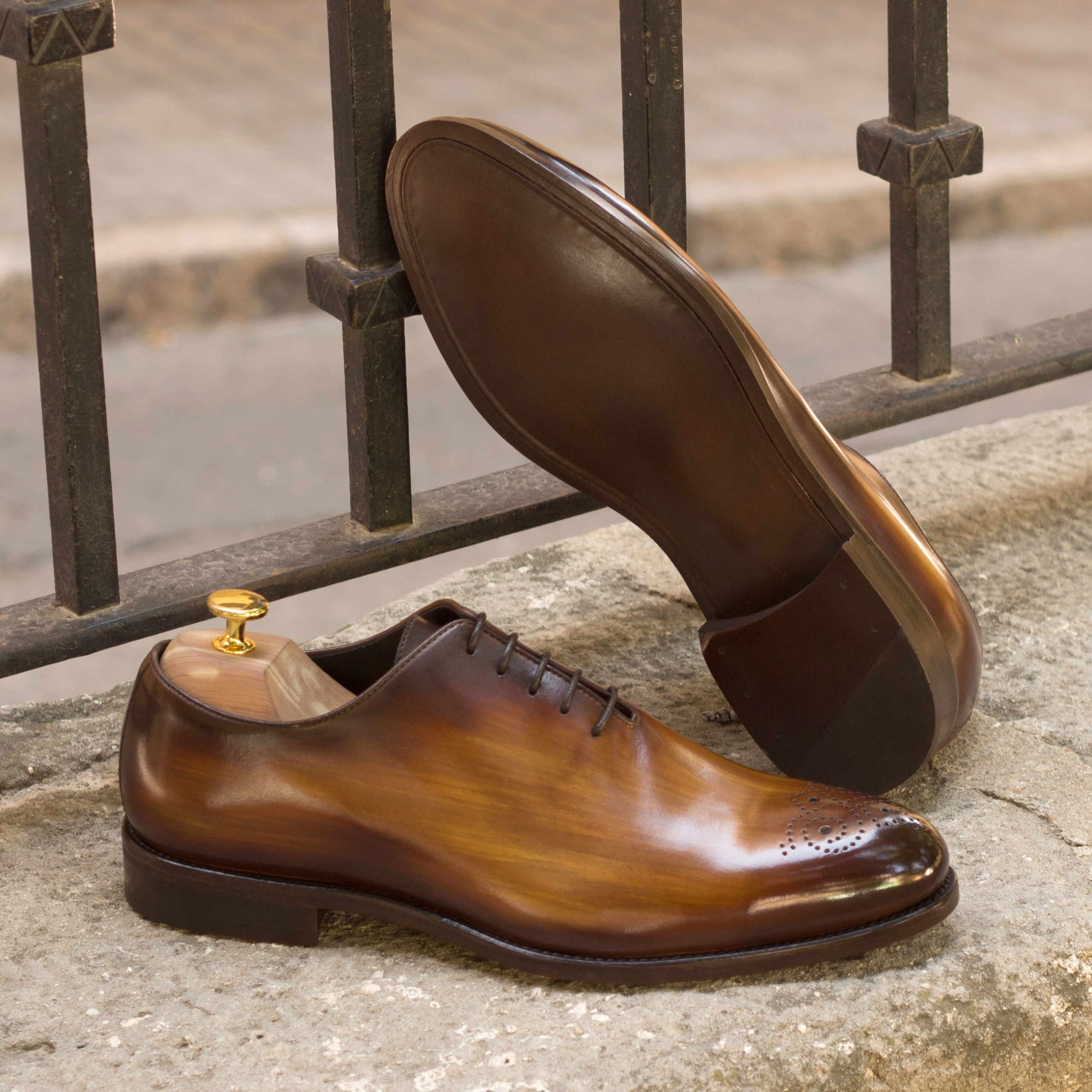 Grey Patina Leather Oxfords - Men's Luxury Shoes - URIAH by Civardi