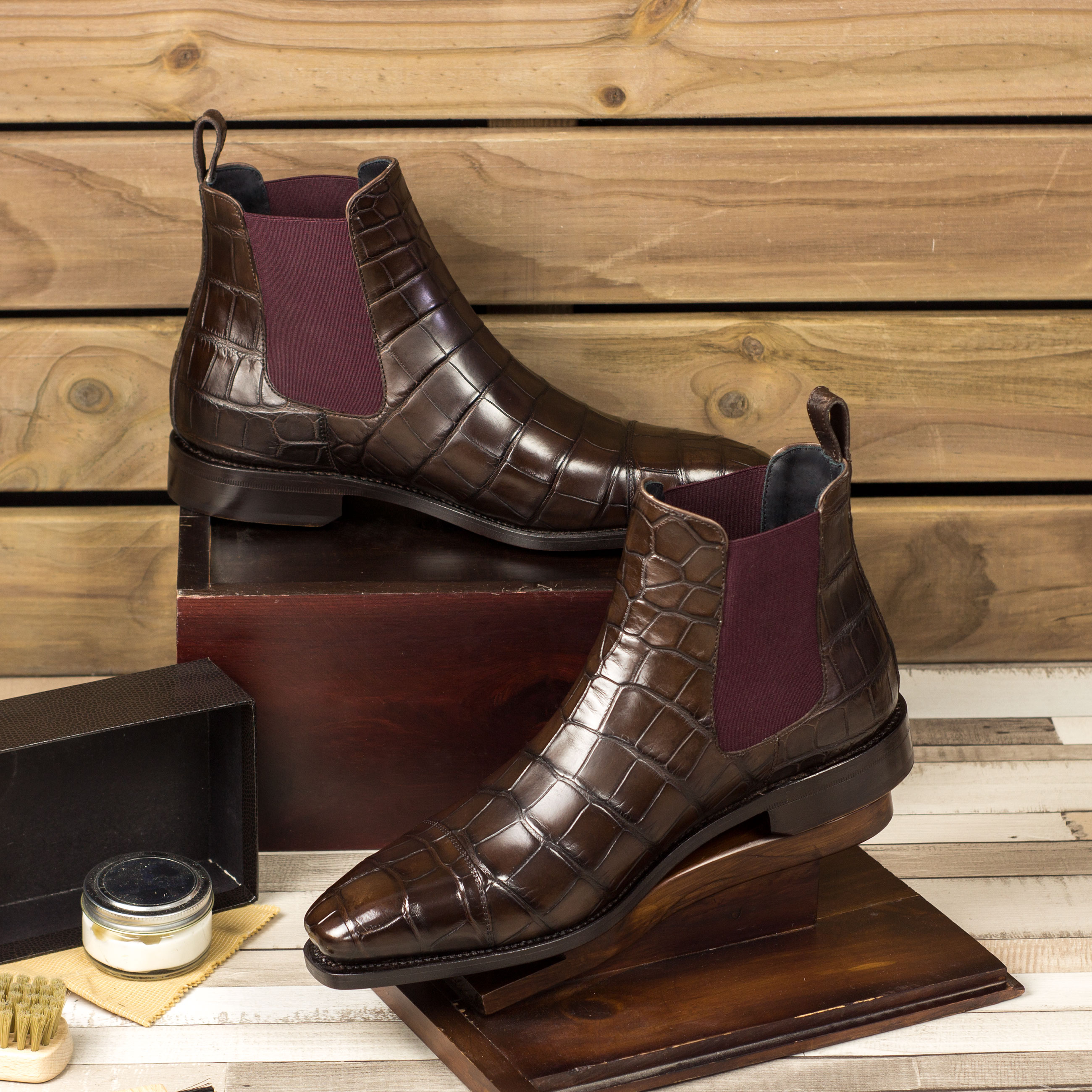 brown crocodile boots womens