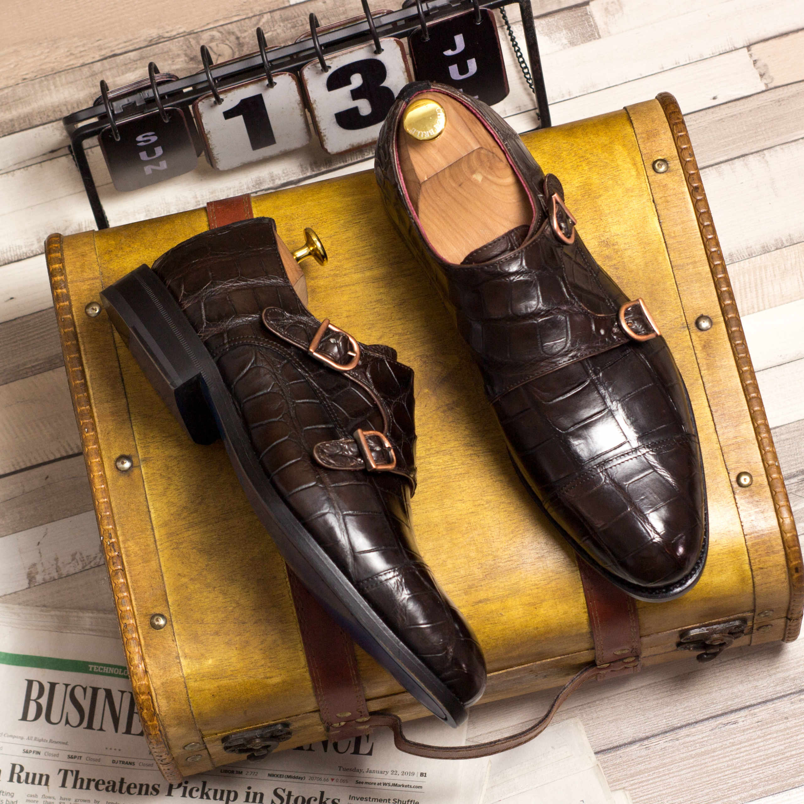 Men's Genuine Alligator Leather Derby Shoes in Goodyear Welt